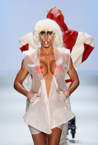 Illustration for article titled Scary Card-Playing Clowns, Lady Gaga Monsters, And Saran-Wrap Savages: Has Fashion Gone Insane?